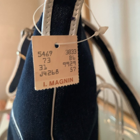 FENDI vintage denim adjustable bag with silver leather piping and rhinestones. - Picture 13 of 16